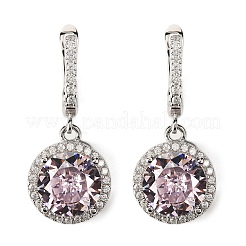 925 плоские круглые серьги-кольца из стерлингового серебра с паве из кубических цирконий&nbsp;EJEW-C150-01C-02