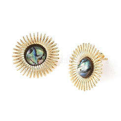 女性用パウア貝と真鍮のスタッドピアス  花  ゴールドカラー  24.5mm  3のペア/セット&nbsp;EJEW-JE07473