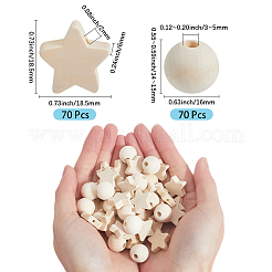 140шт 2 стиля деревянных бусин&nbsp;WOOD-SP0001-34