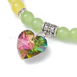 Pulseras con dijes redondos de cuentas de vidrio imitación jade con pintura para hornear&nbsp;BJEW-JB11737-05