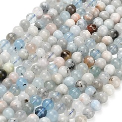 天然石アクアマリンビーズ連売り  ラウンド  スムーズ  6.5mm  穴：0.8mm  約60個/連  14.96''（38センチメートル）&nbsp;G-F591-29B-6mm-01