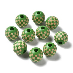 Деревянные бусины в клетку тартан с лазерной гравировкой&nbsp;WOOD-I011-01B-07