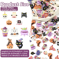 100 шт. кабошоны из непрозрачной смолы с принтом на тему Хэллоуина&nbsp;CRES-YW0002-57