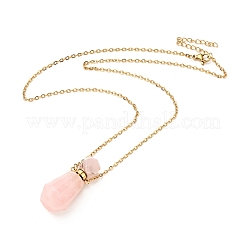 Открывающиеся граненые ожерелья с подвесками в виде флаконов духов из натуральных и синтетических смешанных камней для женщин&nbsp;NJEW-F296-03G