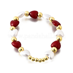 День святого Валентина абс искусственный жемчуг бусины эластичные браслеты для женщин&nbsp;BJEW-D317-08C-G
