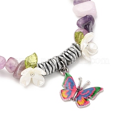 Braccialetti con ciondoli a forma di farfalla in lega stampata&nbsp;BJEW-JB12404-01