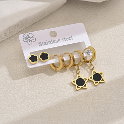 3 пара серег-цветок из нержавеющей стали 201 ZH5576-1