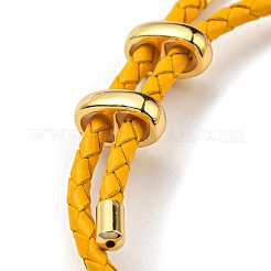 Bracciale a maglie con barra a colonna in ottone con cordini in cuoio&nbsp;BJEW-G675-05G-10