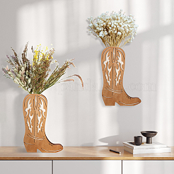 木製のカウボーイブーツ型の花瓶  室内装飾  バリーウッド  300x202x29mm&nbsp;AJEW-WH0886-71