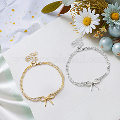 6шт. 2-х цветные многорядные браслеты из цинкового сплава&nbsp;BJEW-GO0001-16