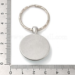 ハーフラウンド/ドーム合金&ガラスペンダントキーホルダー  スプリットキーリング付き  言葉で  アクア  5.8cm&nbsp;KEYC-D020-02P-04