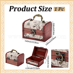 Вырезанная полая 1шт винтажная деревянная шкатулка для украшений AJEW-CL0001-12C