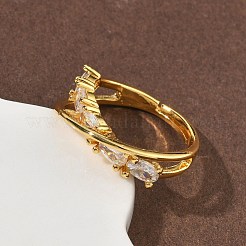 Латунные микро проложить пальцев кольца кубического циркония&nbsp;RJEW-H258-14G