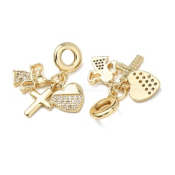 Anhänger aus ozeanmessingfarbenem Mikropavé mit klaren Zirkonia im europäischen Stil&nbsp;KK-H278-03G-03