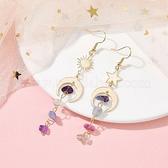 Асимметричные серьги из латуни Moon & Star & Sun&nbsp;EJEW-JE05454