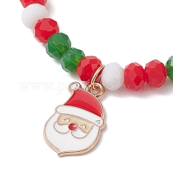 Браслеты с подвесками из эмали из сплава с рождественской тематикой BJEW-JB12411