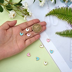9個3色ラックメッキ環境にやさしい真鍮エナメルチャーム  長持ちメッキ  18KGP本金メッキ  ハート  ミックスカラー  9.5x10x2mm  穴：3mm  3個/カラー&nbsp;FIND-SZ0002-45