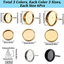 54 шт. 9 плоских круглых серег-гвоздиков из нержавеющей стали 304 STAS-SC0006-66