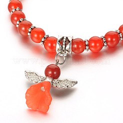 Trendige Acryl-Charm-Armbänder aus natürlichem Karneol (gefärbt und erhitzt).&nbsp;BJEW-JB01792-01