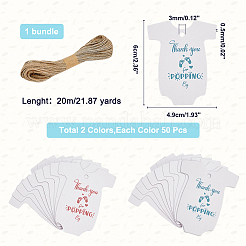 100 шт. 2 цвета бумажные подарочные бирки в форме следа ребенка DIY-AR0002-87