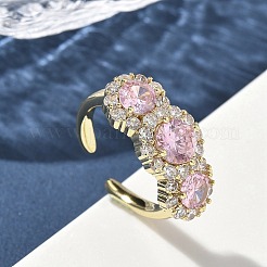 Латунные микро проложить манжеты кольца кубического циркония RJEW-H256-01G