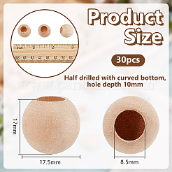 ウッドビーズ  ラウンド  湯通しアーモンド  17.5x17mm  穴：8.5mm&nbsp;WOOD-WH0026-47A