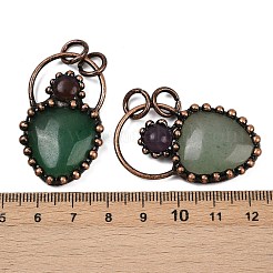 Подвески из натурального зеленого авантюрина и натурального аметиста G-Z101-06R-04