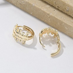 Серьги-кольца из латуни с прозрачным фианитом EJEW-Q014-16G