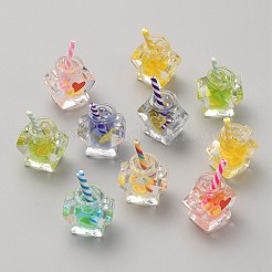 明るいアクリルパーツ  コー​​ヒーカップ  スター  暗闇で光る  ミックスカラー  17x22x11mm  穴：1.5mm&nbsp;OACR-CJC0011-02