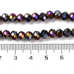 電気メッキガラスビーズ連売りを焼く  ABカラー  多面カット  ロンデル  ブラック  6x5mm  穴：1mm  約80~85個/連  38~40cm&nbsp;DGLA-A039-J6MM-B20