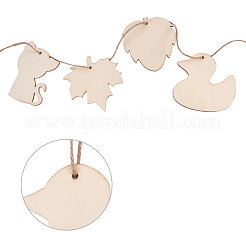 Деревянные подвески и джутовый шпагат DIY-PH0018-13