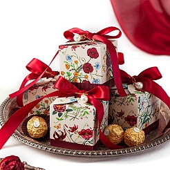 Подарочные коробки для конфет с цветочным принтом и лентой PW-WG9702E-01