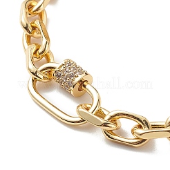 Bracelet chaîne câble en laiton avec mousqueton de verrouillage en zircone cubique transparente pour hommes femmes&nbsp;BJEW-JB08918
