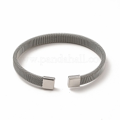 304 нержавеющая сталь плоская сетка цепочка форма открытый браслет манжета для женщин&nbsp;BJEW-C0033-04
