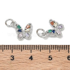 シェグレース 真鍮 パヴェ クリア キュービックジルコニア ペンダント  蝶のチャーム  カドミウムフリー＆ニッケルフリー＆鉛フリー  長持ちメッキ  プラチナ  カラフル  11x11.5x3mm  穴：3mm&nbsp;XGRQ3Q921-628P-A