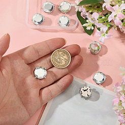 真鍮ラインストーンカフスボタン8個  フラットラウンド  プラチナ  クリスタル  19.5x10mm  穴：5mm&nbsp;BUTT-GL0001-08B