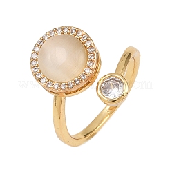 Вращающиеся латунные кольца с микропаве из кубических цирконий для женщин RJEW-K305-01G