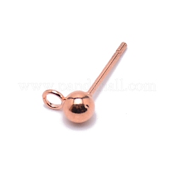 304ステンレススチールボールスタッドピアスポスト  ピアスパーツ  カン付き  ローズゴールド  15x6.8x4mm  穴：1.5mm  ピン：0.8mm&nbsp;FIND-SZC0006-01C-RG