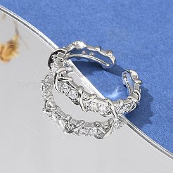 Открытые манжеты из латуни с микропаве и прозрачным фианитом RJEW-G336-03P