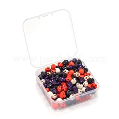 200шт 4 цвета окрашенные синтетические бирюзовые бусины нитки G-LS0002-18