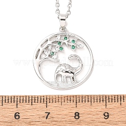 Bague en laiton pavée de zirconiums cubiques verts avec pendentif dinosaure pour femme&nbsp;NJEW-C120-01P