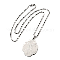 Collar con colgante de San Miguel Arcángel de acero inoxidable 201 para mujer&nbsp;NJEW-M105-02P