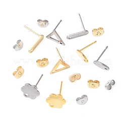 16 шт. 8 стиля 201 нержавеющая сталь серьги-гвоздики с отверстием EJEW-FS0001-21