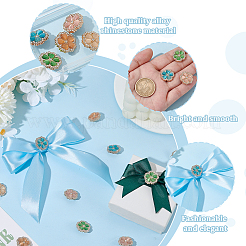 10 шт. 5-цветные пуговицы с тремя отверстиями из сплава со стразами на ножке&nbsp;BUTT-GO0001-05