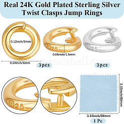 6 шт. 2 цвета 925 соединительных кольца из стерлингового серебра с фиксатором&nbsp;STER-BBC0008-70A-G