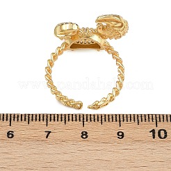 Латунные микро проложить манжеты кольца кубического циркония RJEW-P167-02A-G