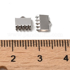 変色防止ロジウムメッキ スターリングシルバーリボンエンド925個  プラチナ  6x6mm  穴：0.5mm&nbsp;STER-D006-27P
