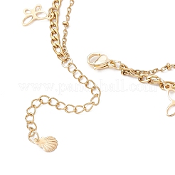 3 шт. 3 стиля двухслойные браслеты на ногу из нержавеющей стали 304 с кисточками для женщин&nbsp;AJEW-AN00704