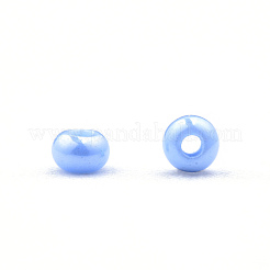 12/0 チェコ不透明ガラスシードビーズ  光沢のある  ラウンド  ライトブルー  2x1mm  穴：0.7mm  約500 G /袋&nbsp;SEED-N004-003C-27