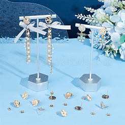 8 пара латунных сережек-гвоздиков&nbsp;KK-BC0013-07